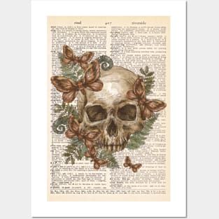 Vintage human anatomy- human skull with flowers Posters and Art